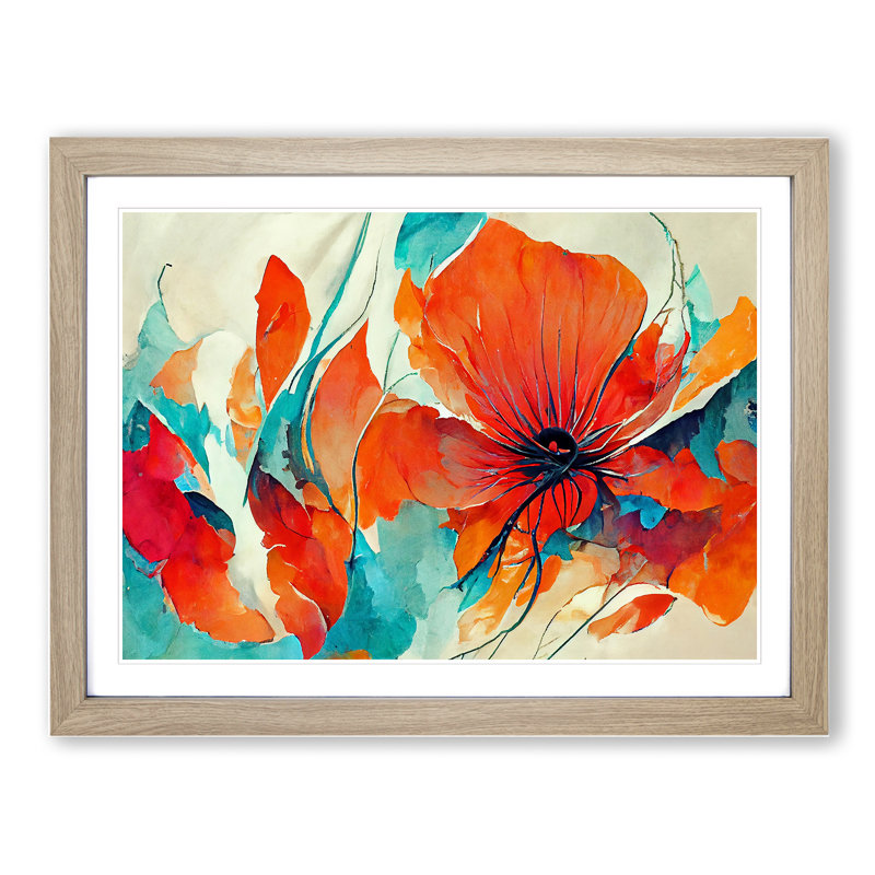 Flowers - Framed Print, 46cm H x 64cm W, Oak Framed