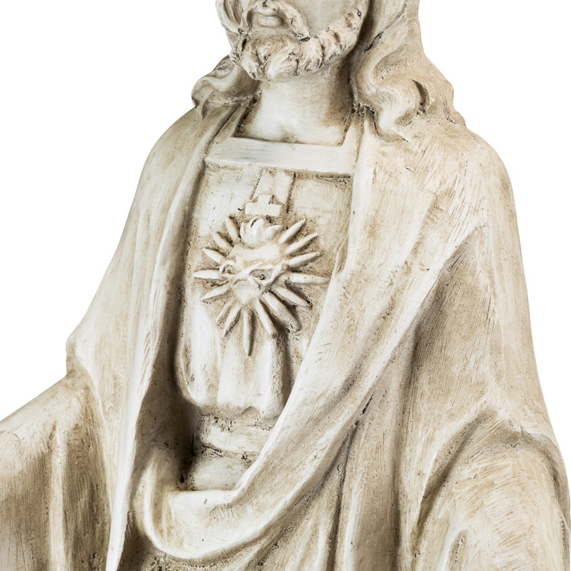 Statue de jardin sacré cœur de Jésus à bras ouverts - 24,5 po