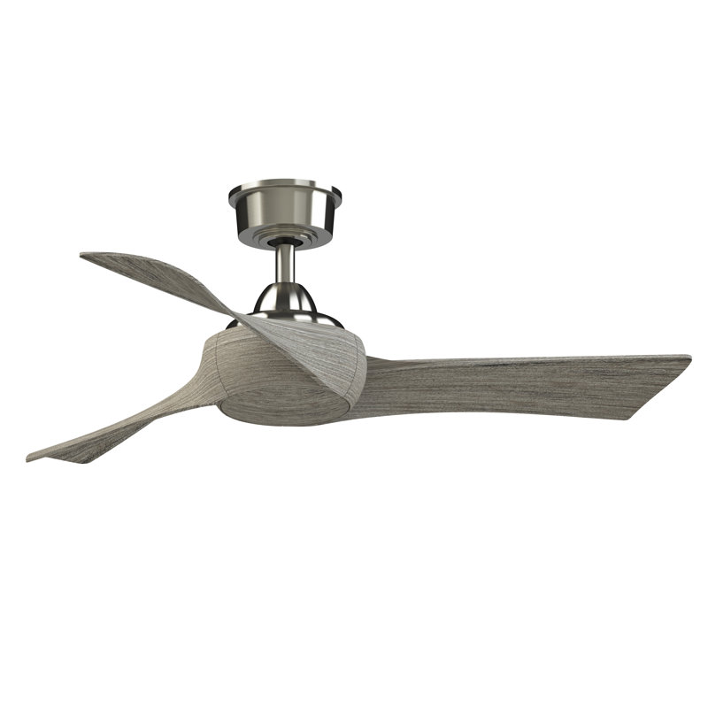 Wrap Custom 44 inch Indoor/Outdoor Ceiling Fan - Brushed Nickel with Weathered Wood blades, Brushed Nickel, Weathered Wood