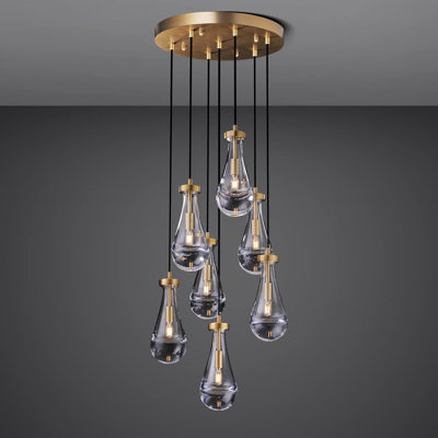 H100" Raindrops 7 Lights Pendant Light