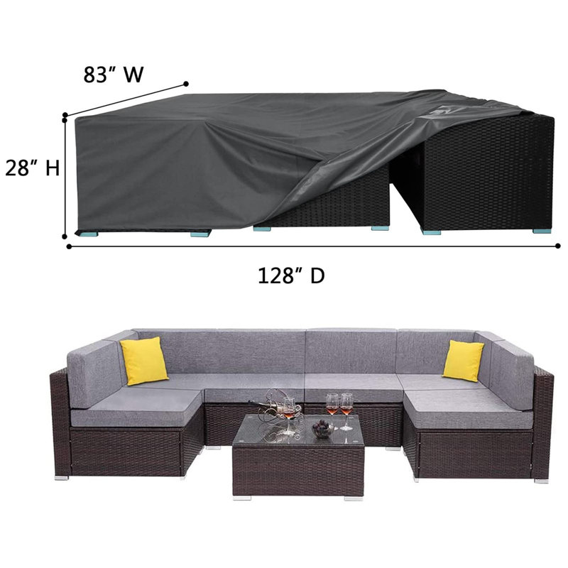Karlstad Patio Furniture Cover Waterproof Furniture Lounge Porch Sofa Protectors, 28" H x 83" W x 128" D
