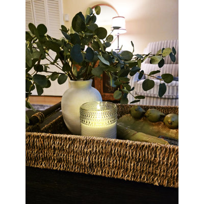 Dotted Glass Flameless LED Candles Set of 2, Battery Operated Flickering Pillar Candles with Remote & Timer for Wedding Home Decor