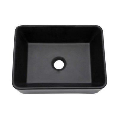 16"X12" Black Ceramic Rectangular Vessel Bathroom Sink