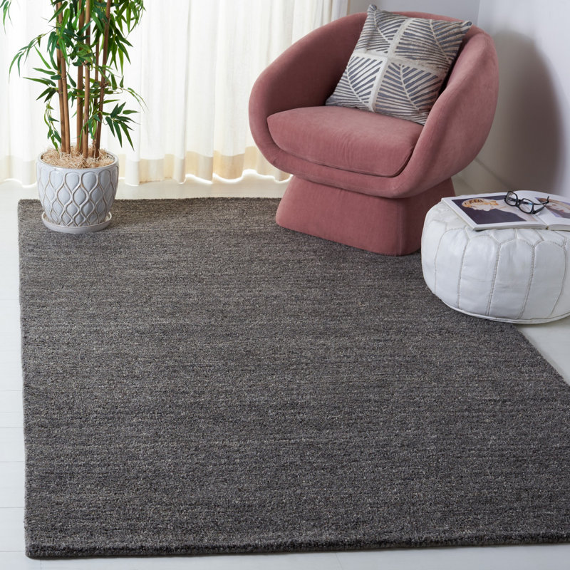 Misak Hand Tufted Wool/Cotton & Other Fiber Solid Color Rug in Gray, Rectangle 5' x 8'