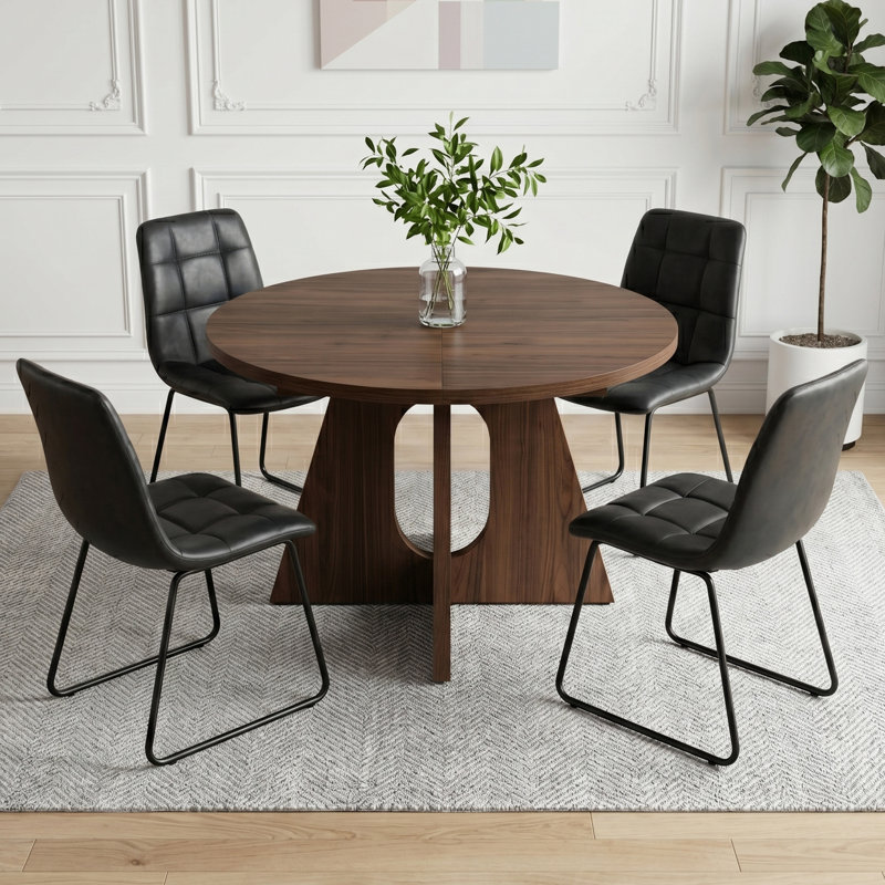 Ensemble de table de salle à manger 5 pièces pour 4-6, table de salle à manger extensible de 59 po avec 4 chaises ergonomiques, table de salle à manger ovale moderne avec panneau en MDF, peu encombrant.