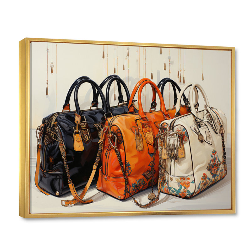 Minimalisme mode sac Envy I - mode art mural salon, H 16 po x l 32 po x P 1 po, Cadre flottant doré
