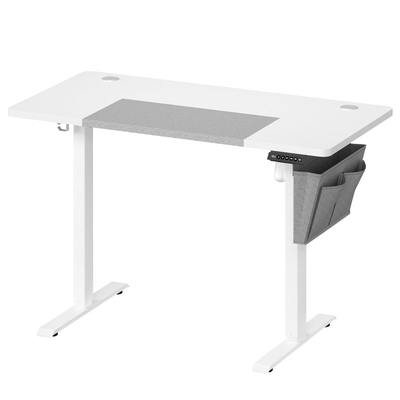 140Cm W Rectangular Standing Desk, White/Gray/White, 120cm H x 120cm W x 60cm D