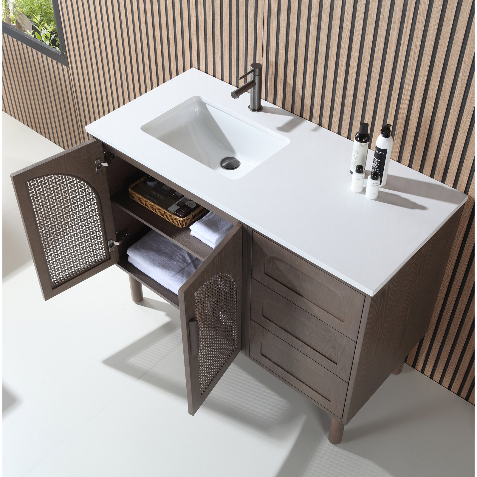 Emir 47" Cedar Single Bathroom Vanity, Chestnut Oak
