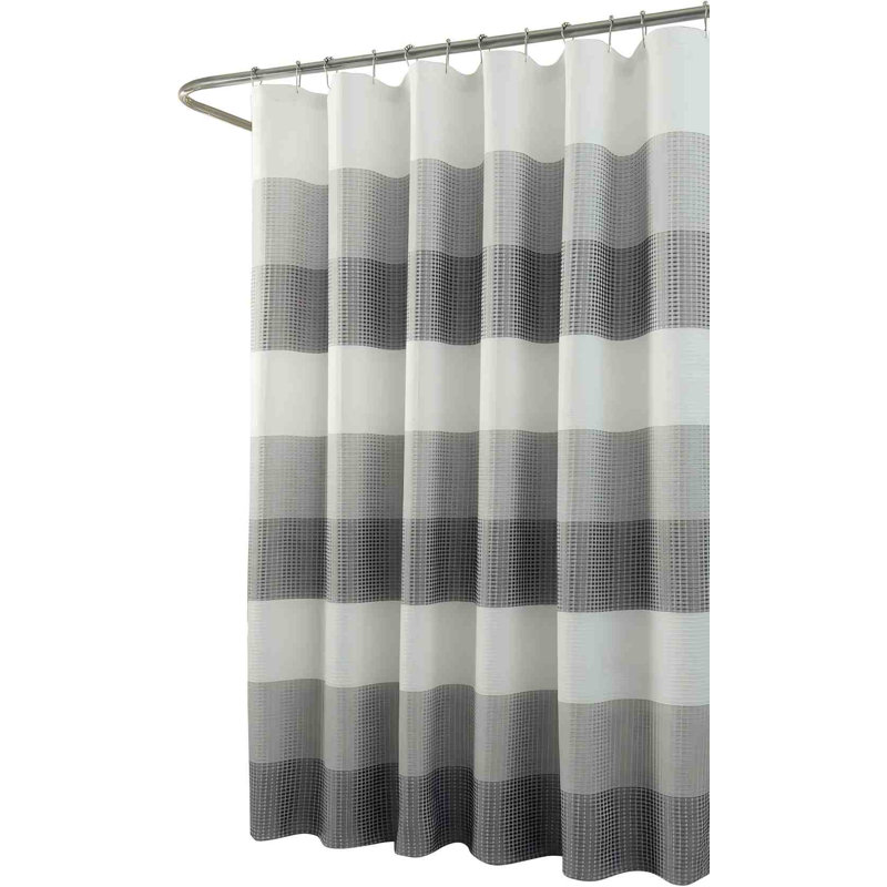 Rideau de douche ombré gris fumé - 70 po x 72 po - Rideau de douche en mélange de polyester résistant à l'eau - Rideau de douche gaufré lavable Best Gradient Design