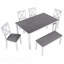 Ensemble de salle à manger moderne 6 pièces: table en bois et 4 chaises + banc, pour 6 personnes, gris et blanc deux tons