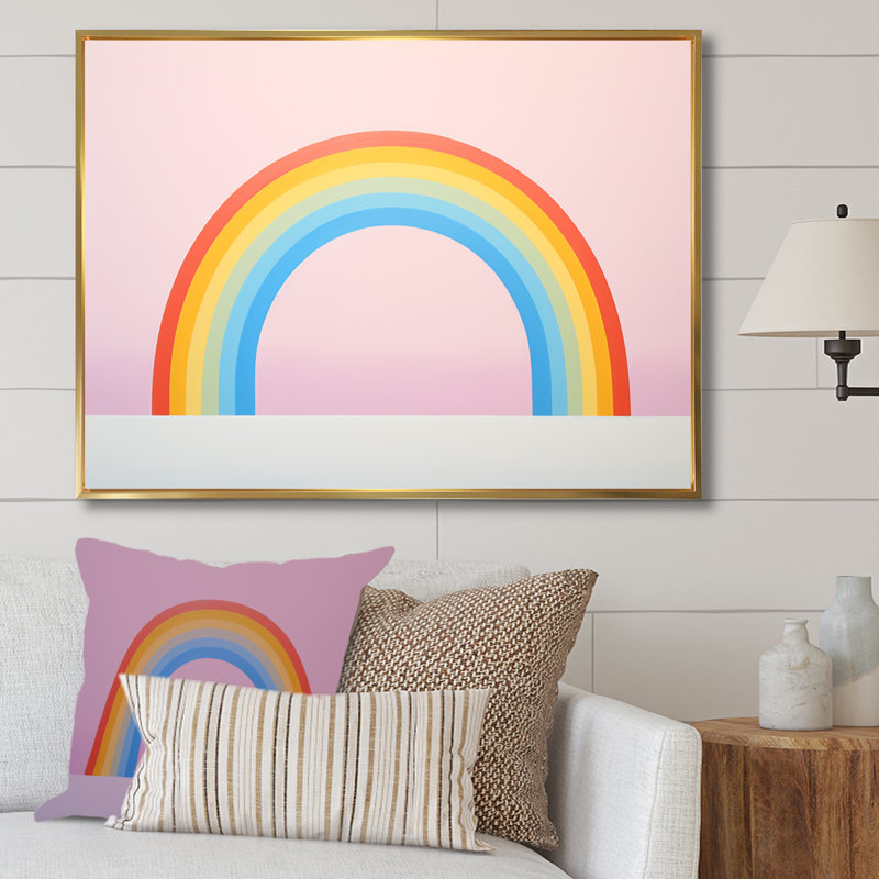 " Minimalism Rainbows Respite ", Gold Floater Framed, 30" H x 40" W x 1.5" D
