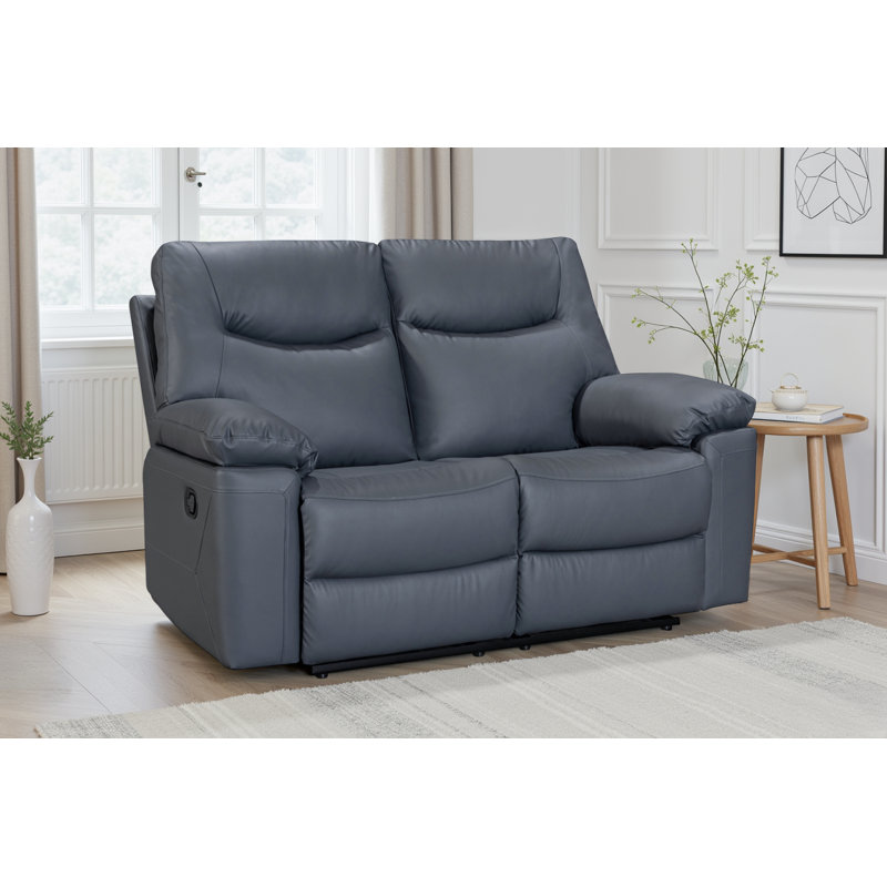 Blinera Faux Leather Reclining Sofa, 2, Dark Grey