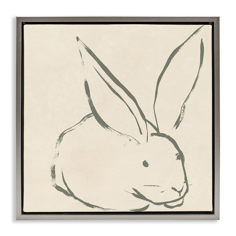 «Simple Rabbit Outline», art mural encadré sur toile flottante par June Erica Vess, H 25 po x l 25 po