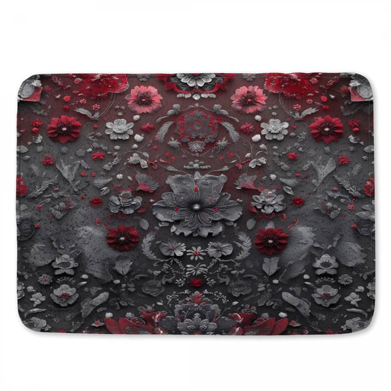 Édredon rouge à motif floral, L 24 po x L 17 po