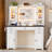 Farmhouse Makeup Vanity With Power Outlet & Mirror, 3 Light Mode