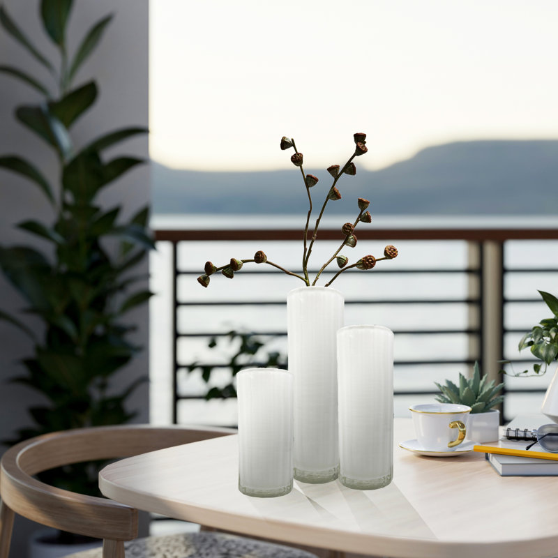 Ensemble de 3 vases cylindriques en verre