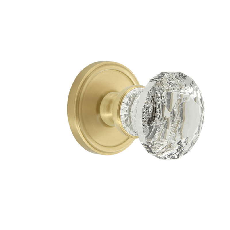Rosette Grandeur Georgetown avec poignée en cristal brillant, Laiton satiné