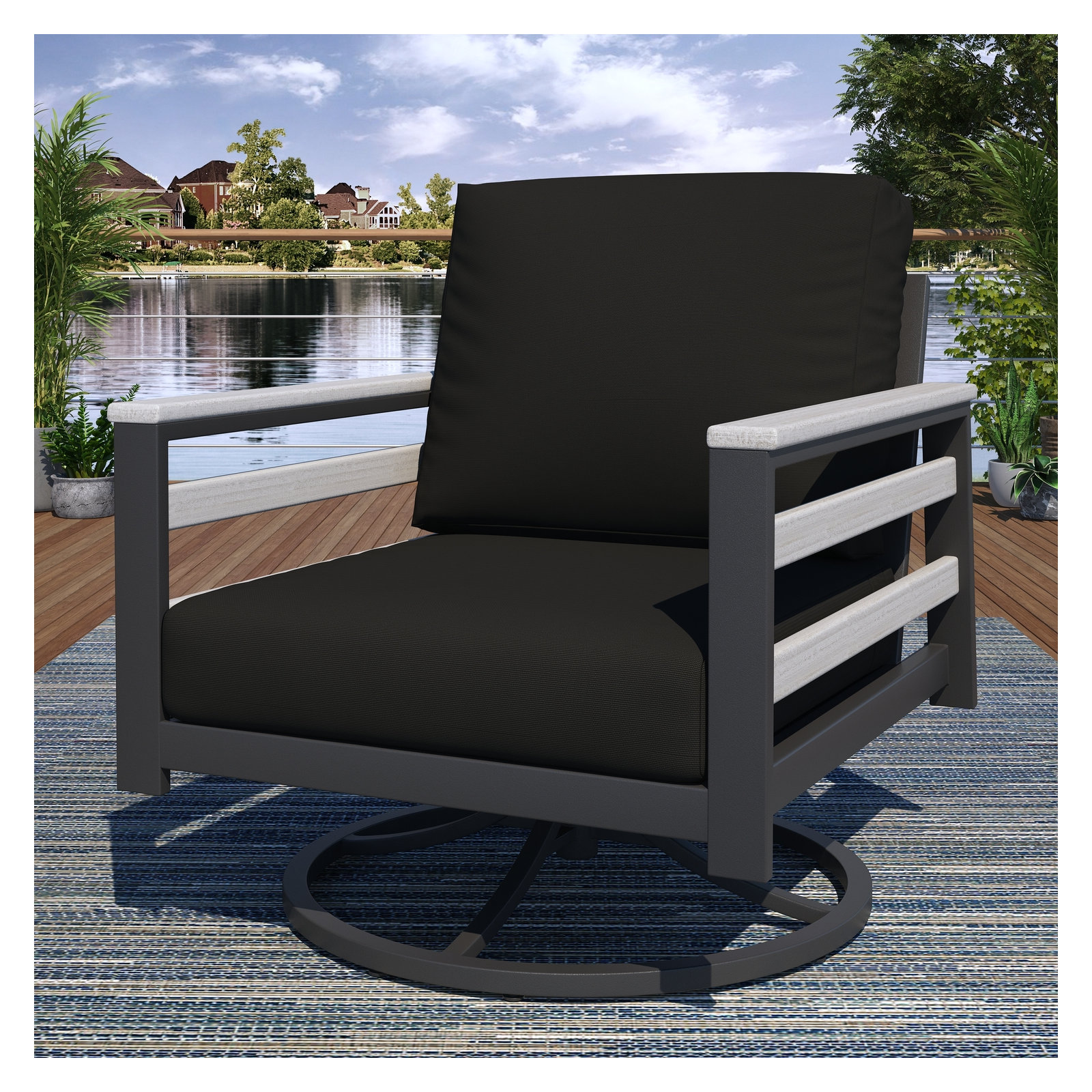 Townsend 7 - Person Patio Conversation Set with Sunbrella® Cushions, Canvas Black Sunbrella® Canvas