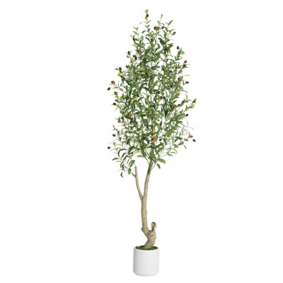 Olive artificielle avec pot à fleurs blanc
