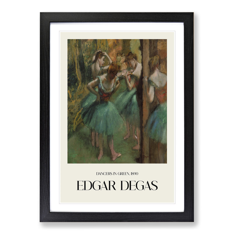 Ballet Ballerina Dancers in Green by Edgar Degas - Picture Frame Graphic Art, 36cm H x 27cm W x 2cm D, Black Framed