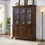 Armoire à vin verticale en bois massif à deux niveaux 62,99 "avec portes vitrées et rangement à plusieurs tiroirs
