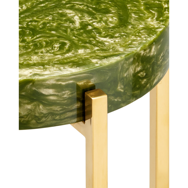 Rina End Table, Green/Brass