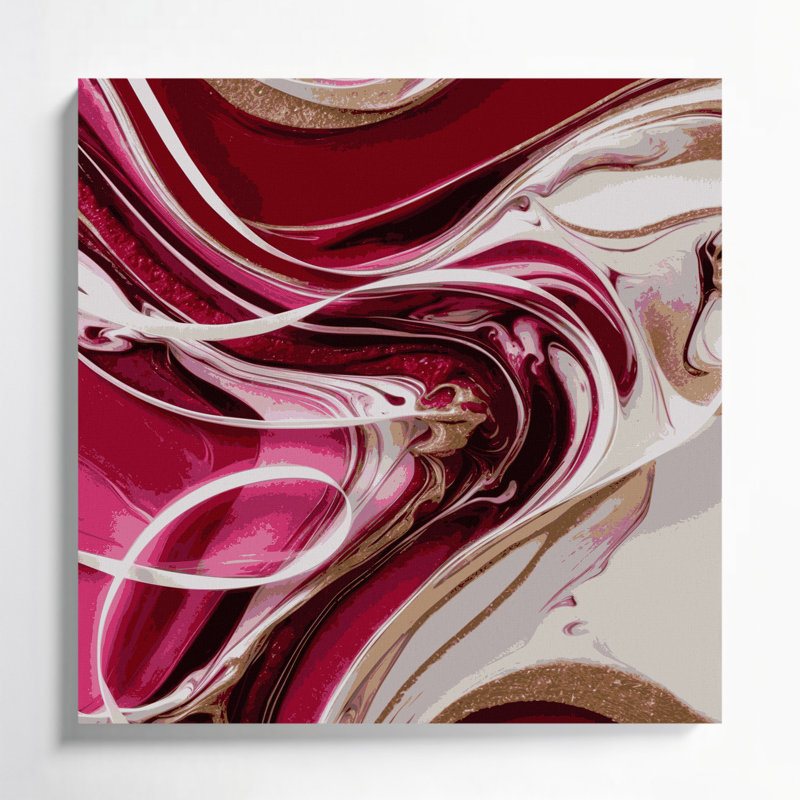 Abstrait art fluide sur toile rouge 24, H 12 po x l 12 po