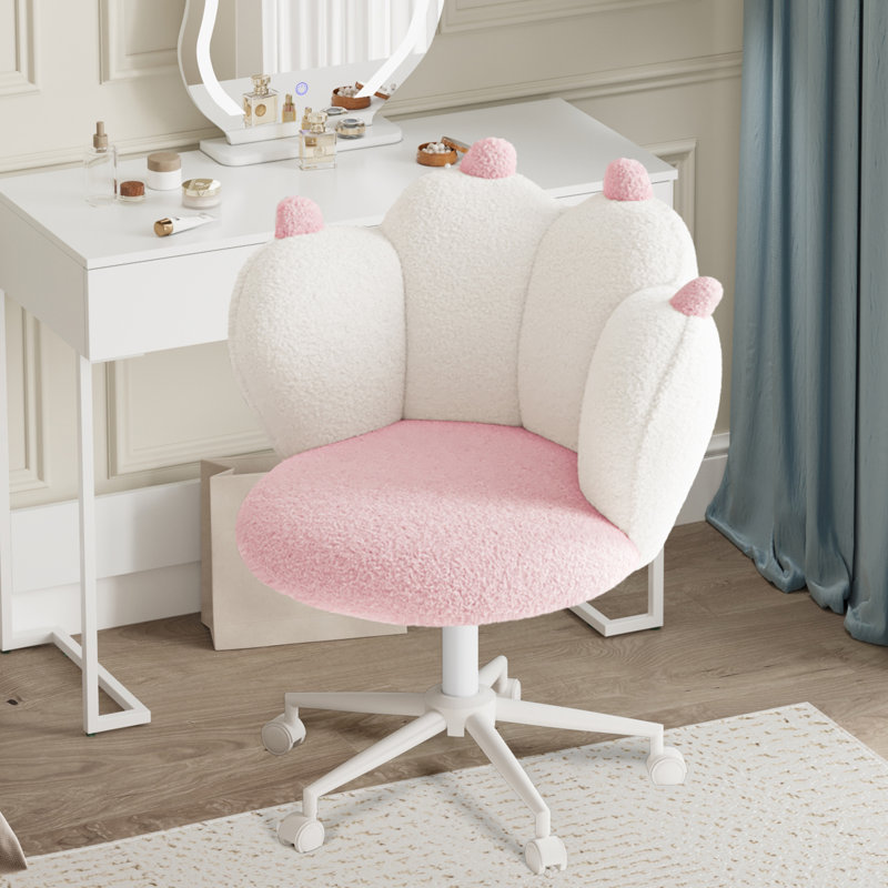 Office Chair, White/Pink