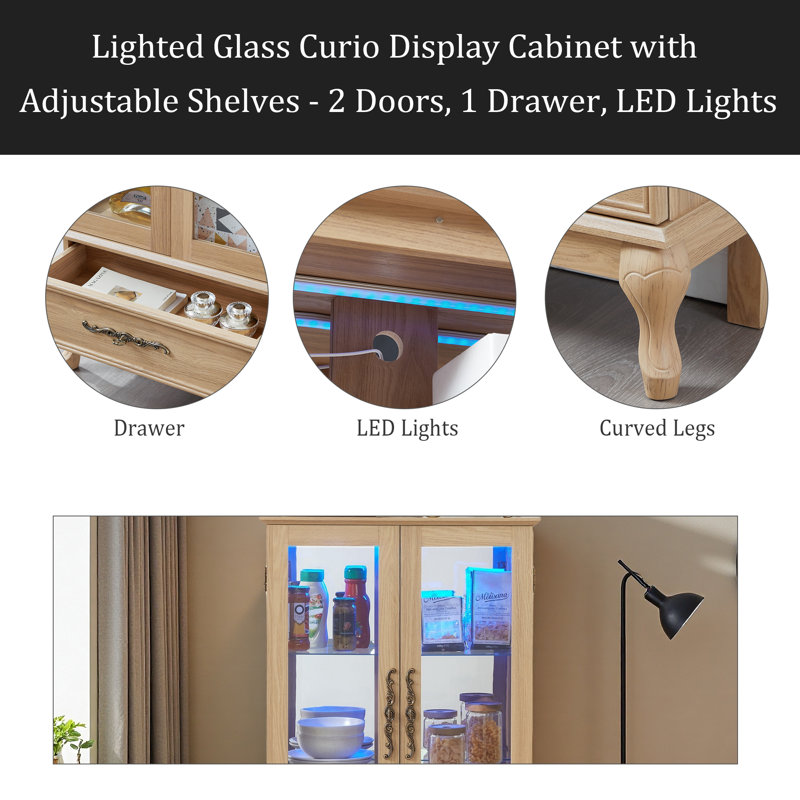 Vitrine lumineuse en verre avec tablettes réglables