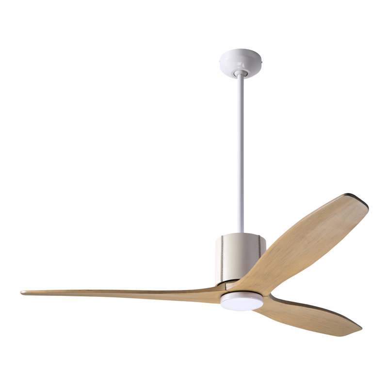 LeatherLuxe 54'' Ceiling Fan, Gloss White/Ivory, Wall Control, Maple