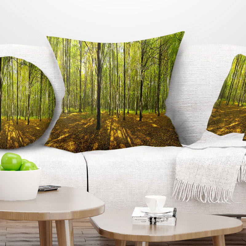 Coussin vert paysage d'automne imprimé vert paysage, 16 po x 1 po, Coussin décoratif
