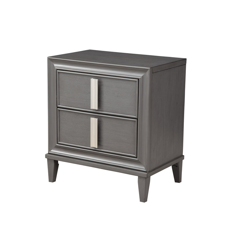 Edeline 2 Drawer Nightstand, Dark Grey