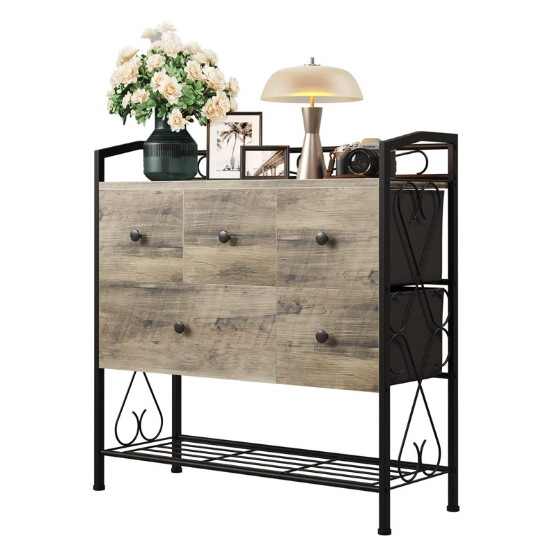 Raffaele Steel 6 -Drawer Accent Chest, Oak