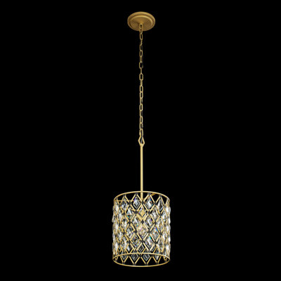 Windsor Crystal Pendant - 11.5"W - French Gold/Matte Black