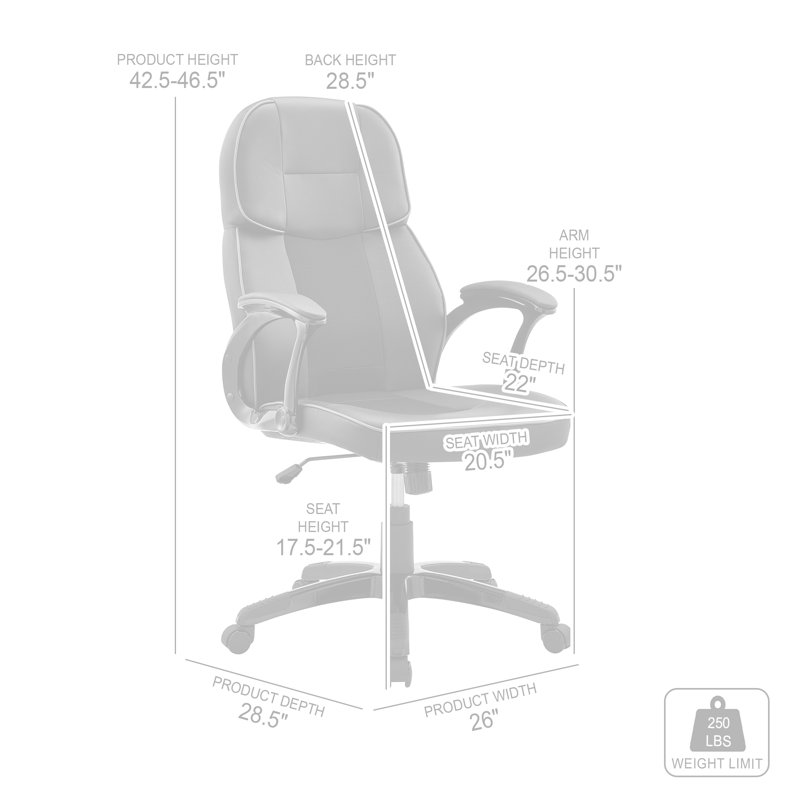Fauteuil de jeu et de course pivotant en similicuir ergonomique Inbox Zero, Noir
