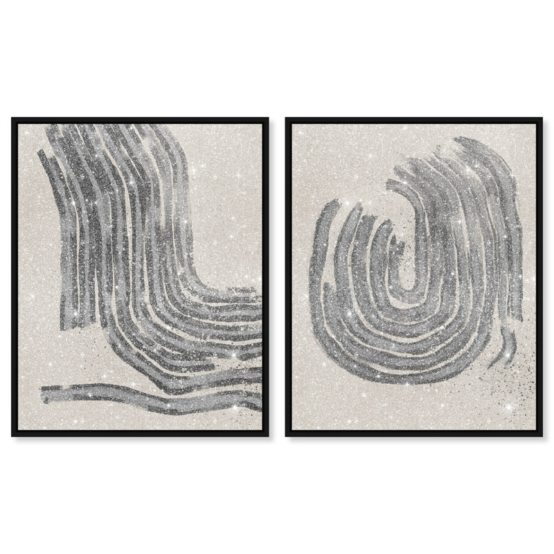 Two Spaces Set Canvas Abstract Print by Oliver Gal, Black Frame, 16 x 20, 31"H x 37"W, Black Floater Frame
