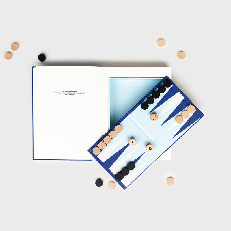 Suck UK Blue Backgammon in a Book Board Game