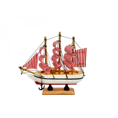 Ship With Striped Masts Figurine