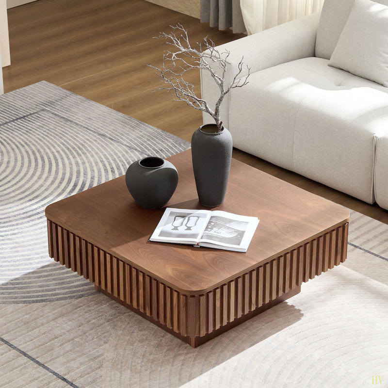 Table basse carrée 35,43 pouces Handcraft Modern, Bois brun foncé