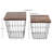 End Table with Storage – 2 Piece Nesting Tables – Square Wire Basket Base and Wood Tops – Industrial Farmhouse Style Side Table