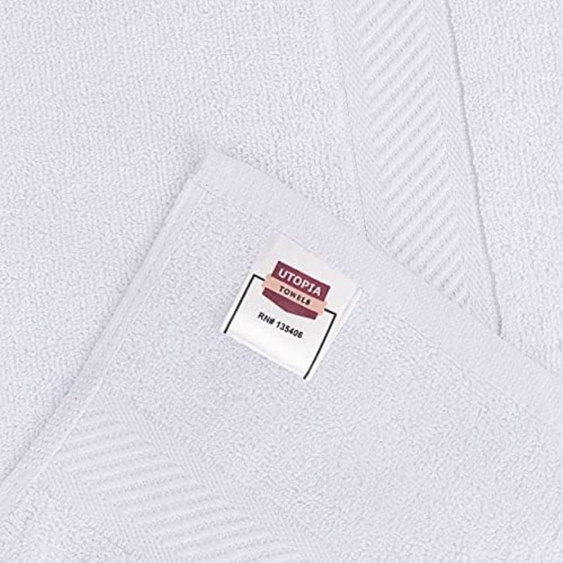 18 Pack Bath Towel Set (24 X 48 Inches), 500 GSM 100% Ring Spun Cotton Medium Lightweight And Highly Absorbent Quick Drying, Premium Towels For Hotel, Spa And Bathroom (White)