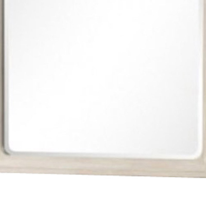 Miroir de commode Rozie, accents biseautés, bois massif brun clair 36 x 40