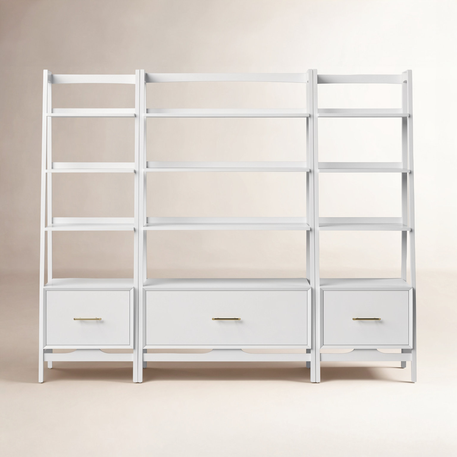 Stiles Wide Ladder Bookcase, White