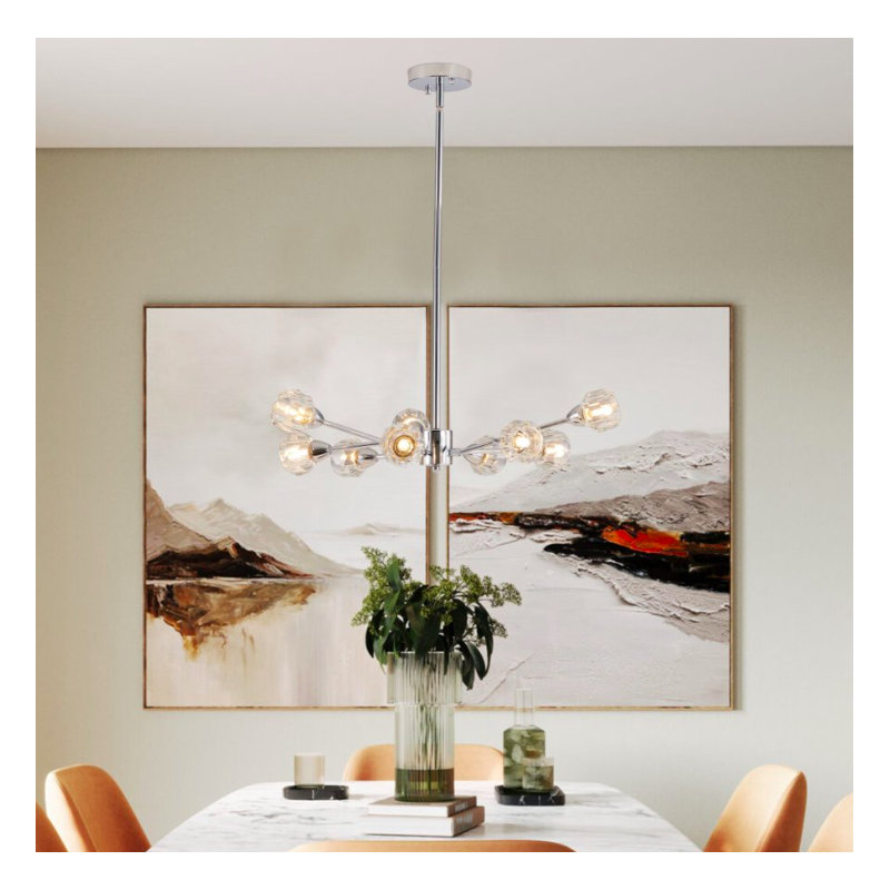 Lustre en cristal 9 lumières, Chrome