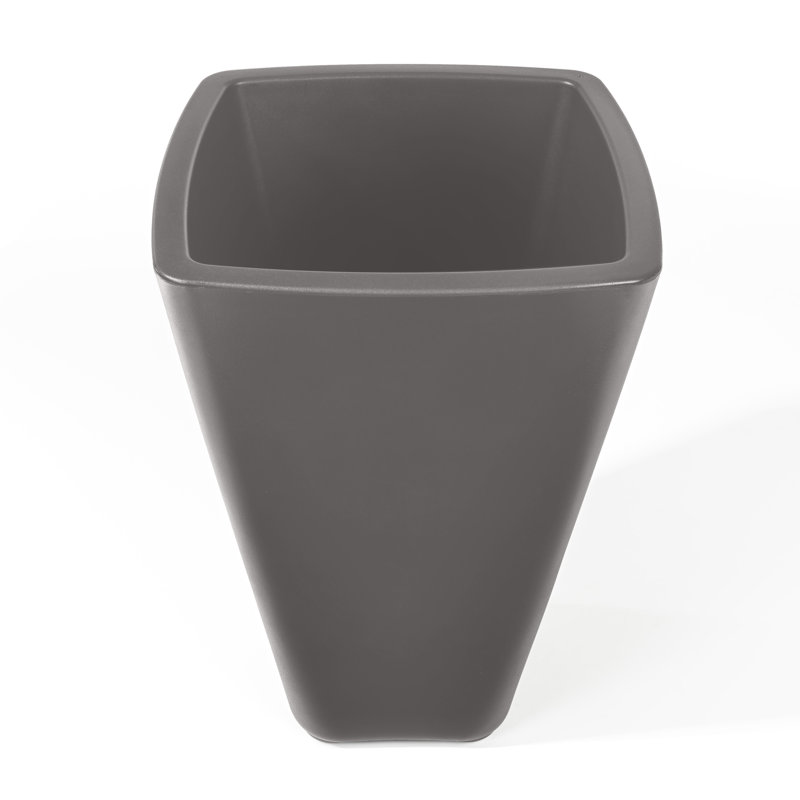 Step2 Bridgeview Square Tall Tapered Plastic Outdoor Planter, Dark Cedar, 1
