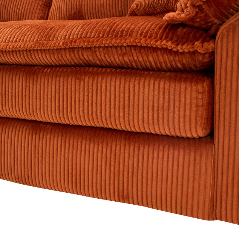 Canapé modulaire surdimensionné à assise profonde et siège réversible avec 2 repose-pieds et coussins, Velours côtelé orange