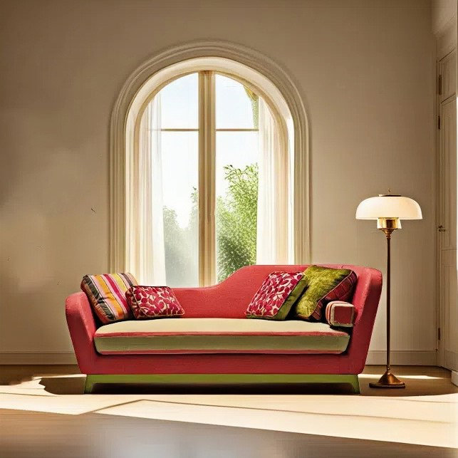 Fashion casual creative elegant lazy chaise lounge, Yellow, Right Hand Facing, Yellow/Watermelon Red