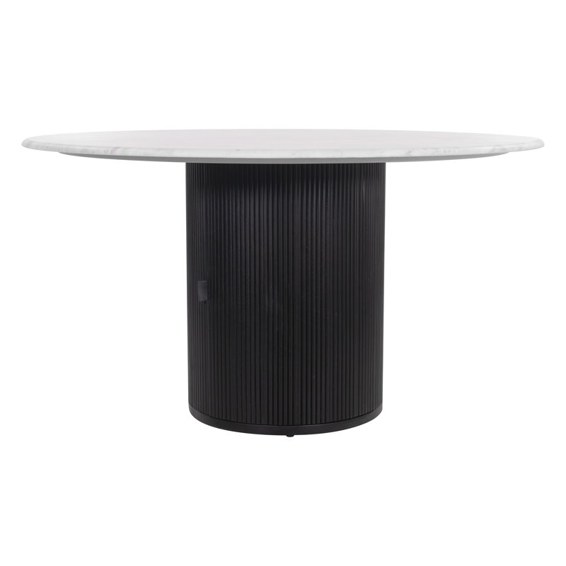 Izola Round Marble Top Solid Wood Base Dining Table