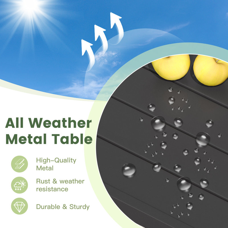 2 - Person Square Outdoor Dining Set, Black/Grey