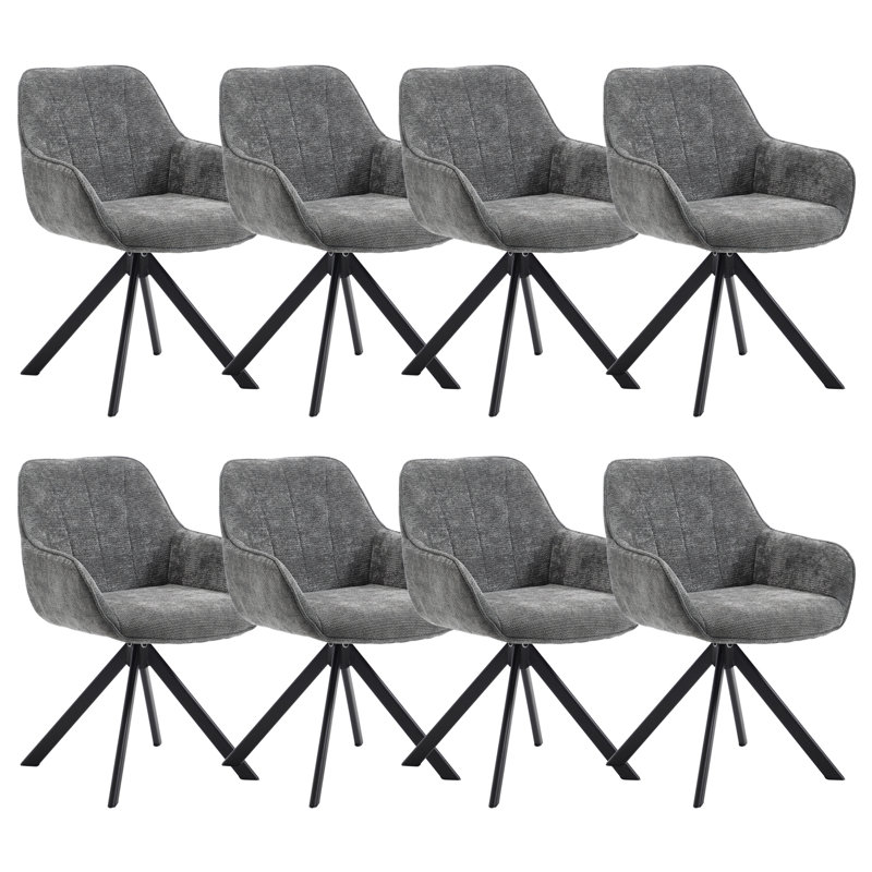 40cm H Upholstered Upholstered Back Side Chair (Set of 8), Dark Grey